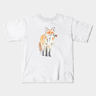 Romantic Fox - Fox - Watercolour Kids T-Shirt